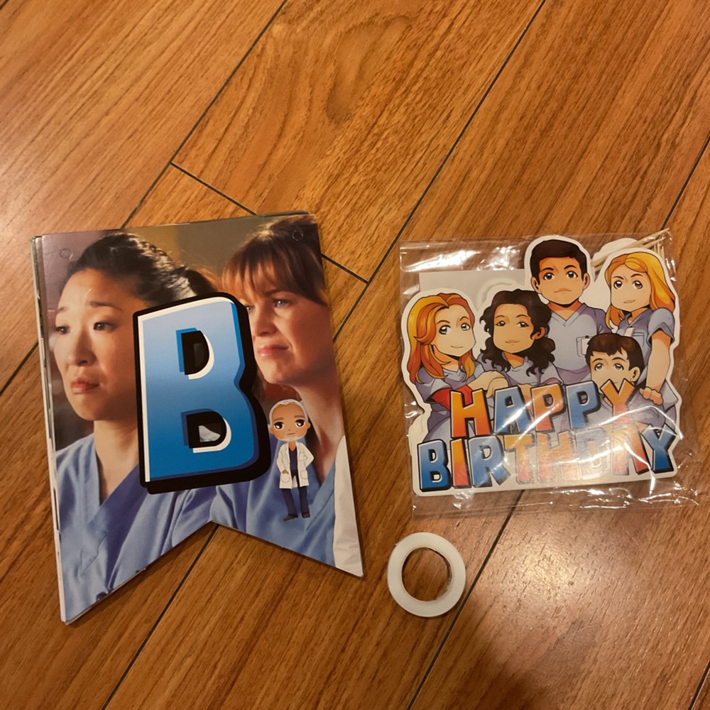 Grey’Anatomy Birthday Banner and Cake/Cupcake Toppers